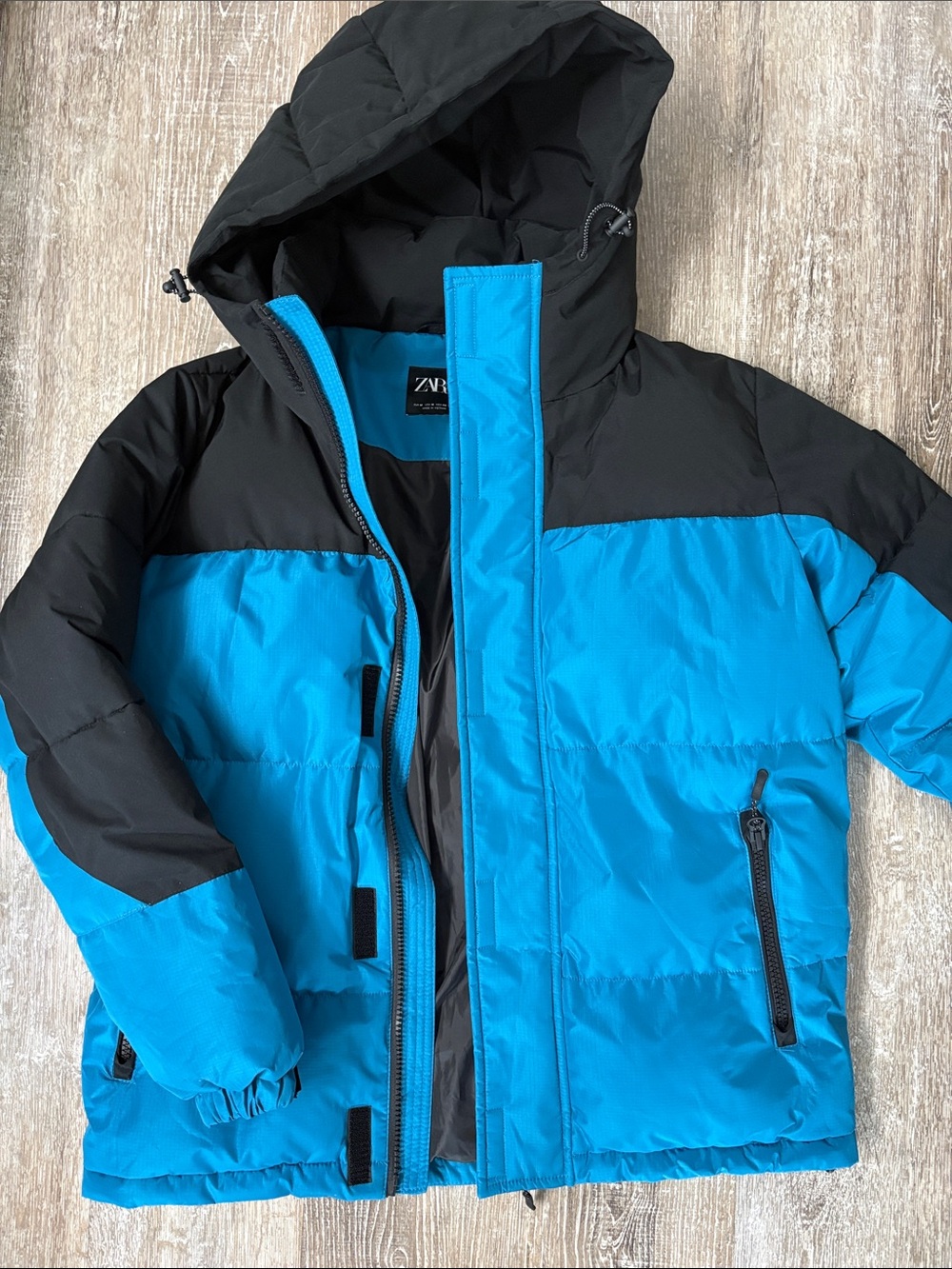 Zara Black and Bright Blue dwnr Colorblock Jacket